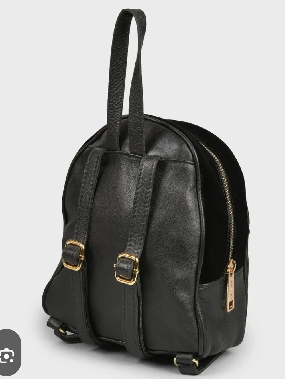 Designer Genuine Leather & Black Velvet Small Backpack